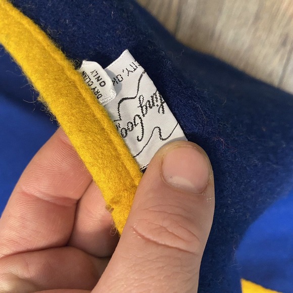 Blanket Gold P With Music Note High School Letterman Blanket Band Music Blue VTG - Picture 3 of 6